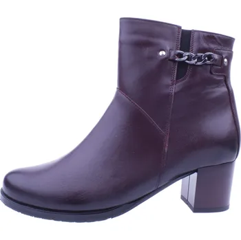 Dámské kozačky OBUV JANA ČR Boty JANA 3430 bordó dámské kožené polokozačky Velikost: 41