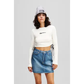 Dámské tričko TOP KARL LAGERFELD JEANS KLJ LS RIBBED TOP PRISTINE