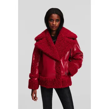 BUNDA KARL LAGERFELD FAUX SHEARLING JACKET CHILI PEPPER