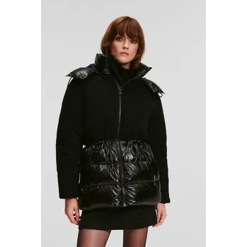 Dámská móda BUNDA KARL LAGERFELD SHEARLING MIX DOWN JACKET BLACK