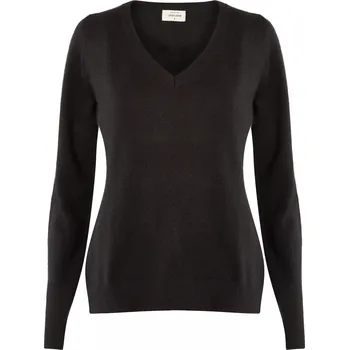 Dámský svetr Kašmírový svetr s výstřihem do V černý XL / Černá