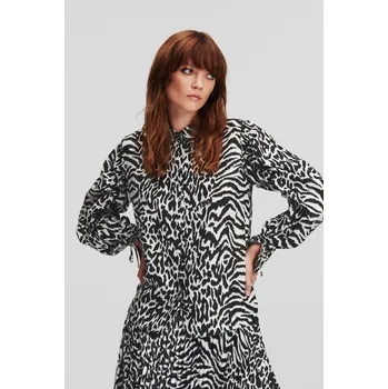 Dámská košile HALENKA KARL LAGERFELD ANIMAL PRINT SILK SHIRT KARL ANIMAL AOP WHITE