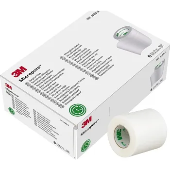 Náplast 3M Micropore papírová náplast 5 cm x 9,15 m 6 ks