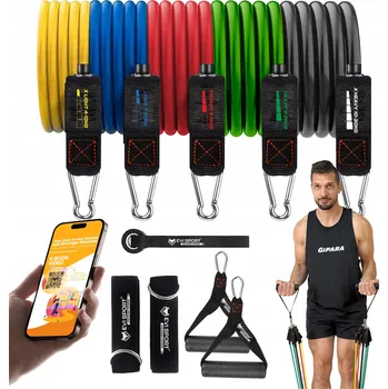 ODPOROVÉ GUMY EXPANDER pro Cvičení SADA 5 GUM FITNESS BANDS 100 kg + EBOOK