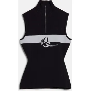 Dámský svetr ROLÁK KARL LAGERFELD JEANS KLJ HALF ZIP STRIPE KNIT BLACK