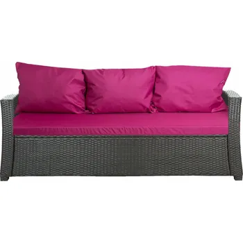 Polštář Sada polštářů na zahradní pohovku/sedací soupravu pro 3 osoby, růžová