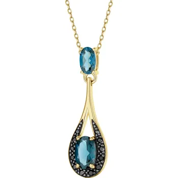 Přívěsek Zlatý přívěsek s černými diamanty a topazy London Blue - ryzost 585 - 203.232