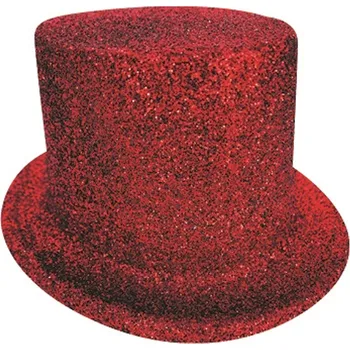 Karnevalový doplněk Cylindr s glitry červený