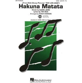 Elton John: Hakuna Matata (The Lion King) (SAB) (noty pro sborový zpěv, klavír) - SADA 5 ks