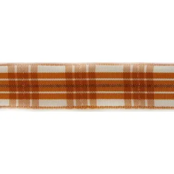 Stuha Kostková stuha s metaloplastem a drátem, 25 mm, měděná