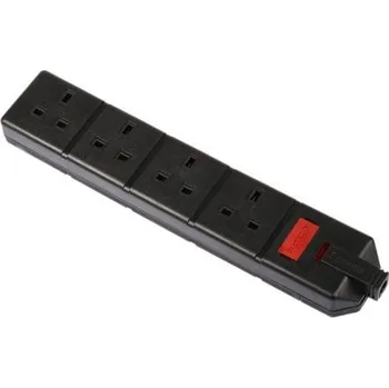 Elektrická zásuvka Koncová zásuvka barva Černá 4cestná, Kabelová montáž, 13A, 230 V Typ G – britská