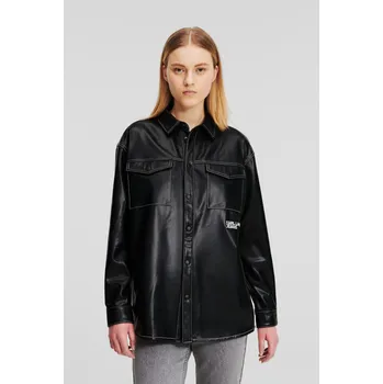 KOŠILE KARL LAGERFELD JEANS KLJ FAUX LEATHER OVERSHIRT BLACK