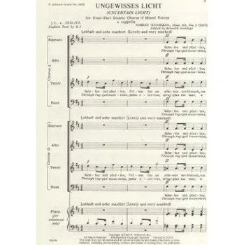 Robert Schumann: Ungewisses Licht Op.141 No.2 (noty na sborový zpěv SATB)