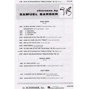 Samuel Barber: Agnus Dei (noty na sborový zpěv SATB) - SADA 5 ks
