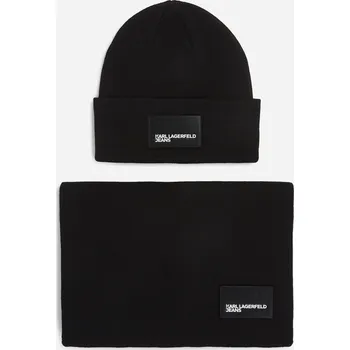 ŠÁLA KARL LAGERFELD JEANS KLJ GIFTSET BEANIE/SCARF BLACK