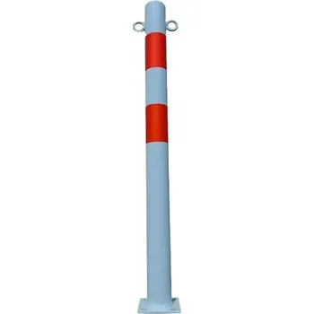 Plotový sloupek Bílo-červený ocelový sloupek s oky - průměr 6 cm, výška 80 cm