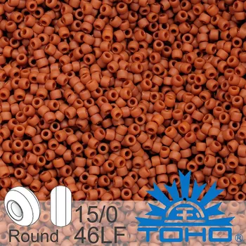 Korálek Korálky TOHO tvar ROUND (kulaté). Velikost 15/0. Barva č. 46LF-Opaque-Frosted Terra Cotta. Balení 5g.