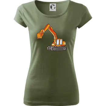 Dámské tričko Bagr bez nápisu oranžový - Dámské triko Pure - S ( Khaki )