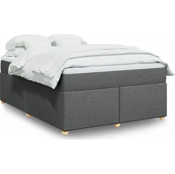 Postel vidaXL Box spring postel s matrací 160x200 cm textil [3285387] Barva: Tmavě šedá