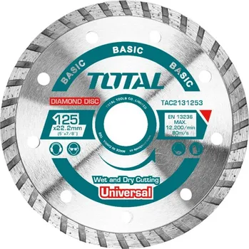 Řezný kotouč Kotouč řezný diamantový turbo, 125x22,2mm, suché i mokré řezání, TOTAL