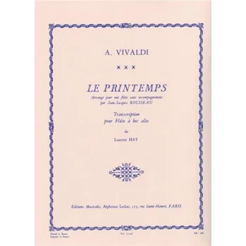 Antonio Vivaldi: Spring in E major (noty na altovou zobcovou flétnu)