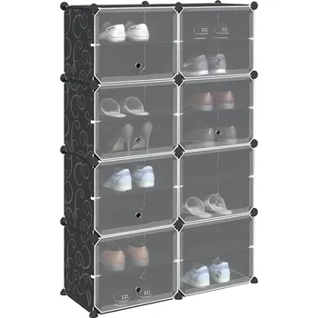 Botník vidaXL Úložný organizér s 8 kostkami s dvířky černý PP [4019579]