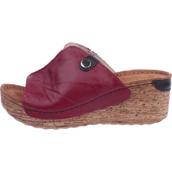 Dámské pantofle OBUV JANA ČR Letní dámské nazouváky JANA 650 červené kožené Velikost: 37