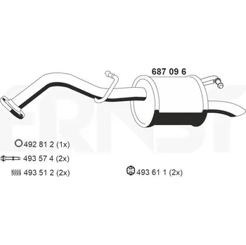 Výfukový systém Zadní tlumič výfuku ERNST 687096