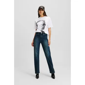 Dámské džíny DŽÍNY KARL LAGERFELD JEANS KLJ HR STRAIGHT W/SLIT DENIM GREEN CAST BLUE