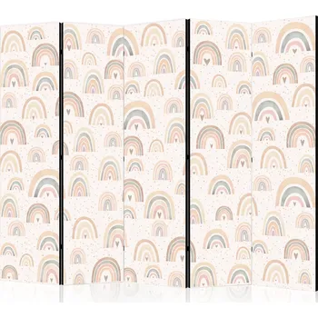 Paraván Paraván - Jaro - Pastelové duhy za deštivého dne se srdíčky Velikost: 225x172 cm, Provedení: Jednostranný