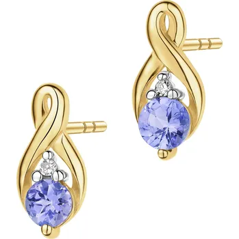 Náušnice Zlaté náušnice s diamanty a tanzanity - ryzost 585 - 203.230