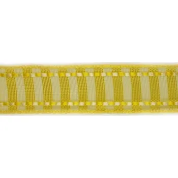 Stuha Kostková stuha s monofilem a drátem, 25 mm, žluto-oranžová