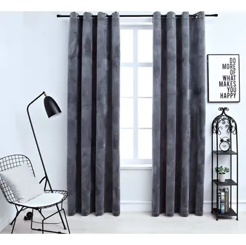 Závěs vidaXL Zatemňovací závěsy s kroužky 2 ks samet 140 x 245 cm [134498] Barva: antracitová