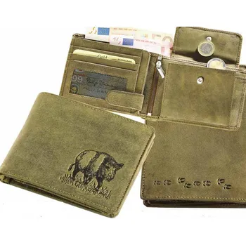 Obal na doklad Kožená peněženka DIVOČÁK, zelená