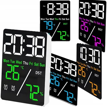 Hodiny MODERNÍ ELEKTRONICKÝ BUDÍK S LED DISPLEJEM, UKAZATEL TEPLOTY A VLHKOSTI