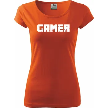 Dámské tričko Gamer nápis - Dámské triko Pure - XS ( Oranžová )