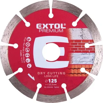 Řezný kotouč Kotouč diamantový řezný segmentový Long Life, 125x22,2mm, suché řezání, EXTOL PREMIUM
