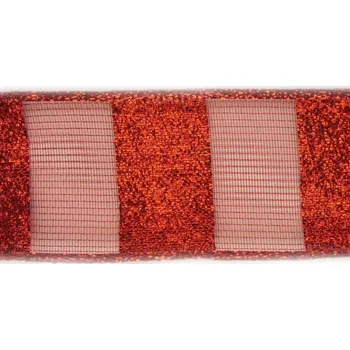 Stuha Kostková stuha s metaloplastem, monofilem a drátem, 40 mm, červená