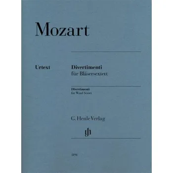 W.A. Mozart: Divertimenti For Wind Sextet (noty na 2 hoboje, 2 lesní rohy, 2 fagoty)