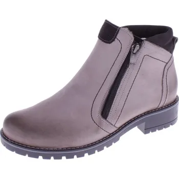 Dámské kozačky OBUV JANA ČR Boty JANA 639 šedé dámské kožené zimní kotníkové Velikost: 41