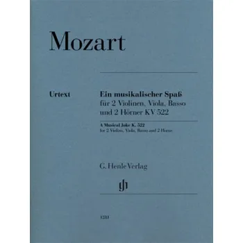 W.A. Mozart: A Musical Joke K. 522 (noty pro 2 housle, violu, 2 lesní rohy, basso continuo)