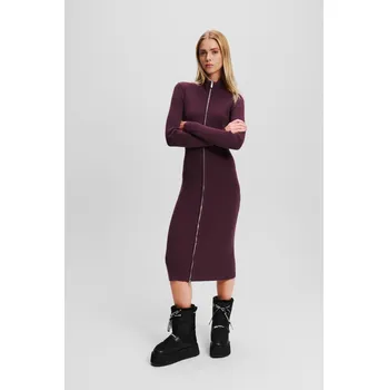 Dámské šaty ŠATY KARL LAGERFELD JEANS KLJ LSLV KNITTED ZIP DRESS PLUM PERFECT