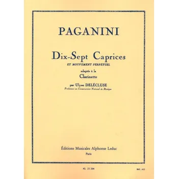 Niccolo Paganini: 17 Caprices (noty na klarinet)