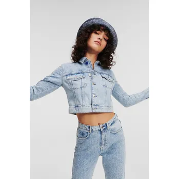 Dámská casual bunda BUNDA KARL LAGERFELD JEANS KLJ FITTED BLOCK BOUCLE JACKET LIGHT BLUE