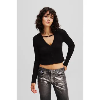 Dámský svetr KARDIGAN KARL LAGERFELD JEANS KLJ CROPPED CARDIGAN BLACK