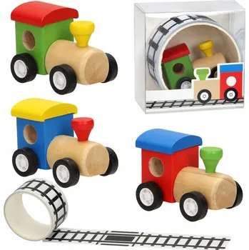 Vláček a vláčkodráha DŘEVĚNÁ LOKOMOTIVA S JÍZDNÍ DRÁHOU PODLOŽKA