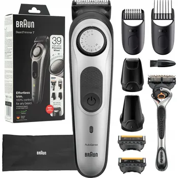 Zastřihovač vousů Zastřihovač vousů Braun BT7320, výdrž baterie 100 minut, pro 3denní strniště, 39 nastavení délky