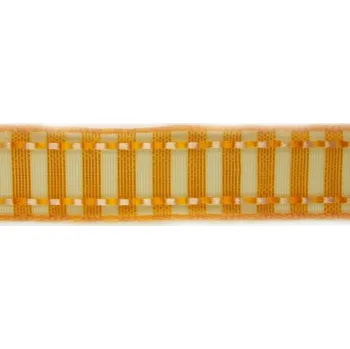 Stuha Kostková stuha s monofilem a drátem, 25 mm, oranžová