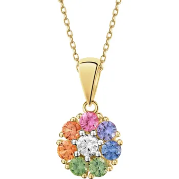 Přívěsek Zlatý přívěsek s briliantem s barevnými safíry - květ - ryzost 585 - 210.127