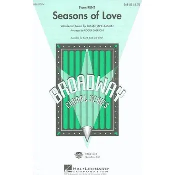 Jonathan Larson: Seasons Of Love (Rent) - arr. Emerson (noty na sborový zpěv SAB, klavír) - SADA 5 ks